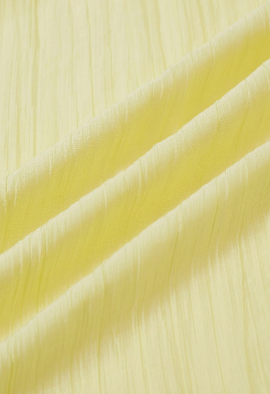 Contrast Bowknot Ruffle Cami Top and Skirt Set in Yellow