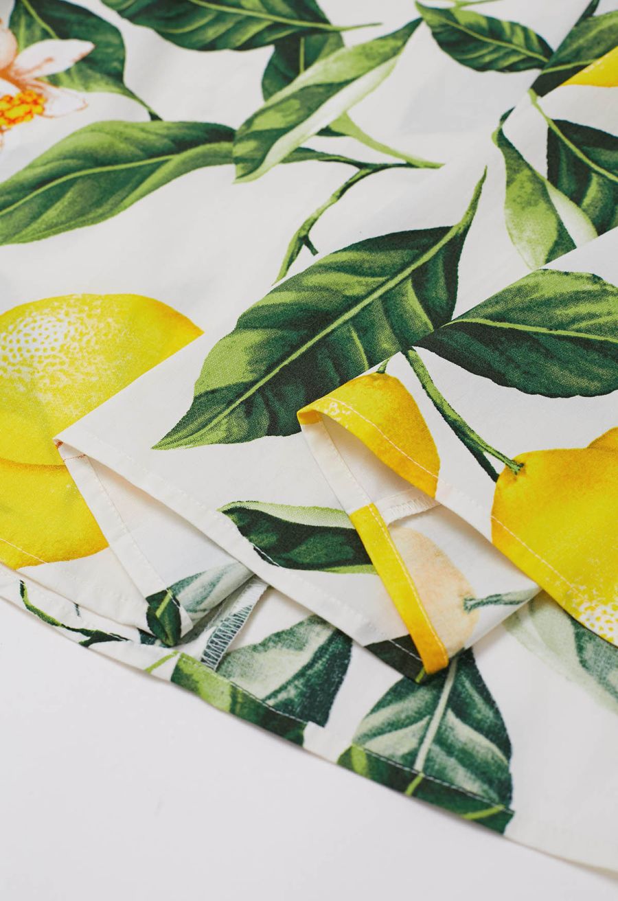 Lemon Floral V-Neck Cami Midi Dress
