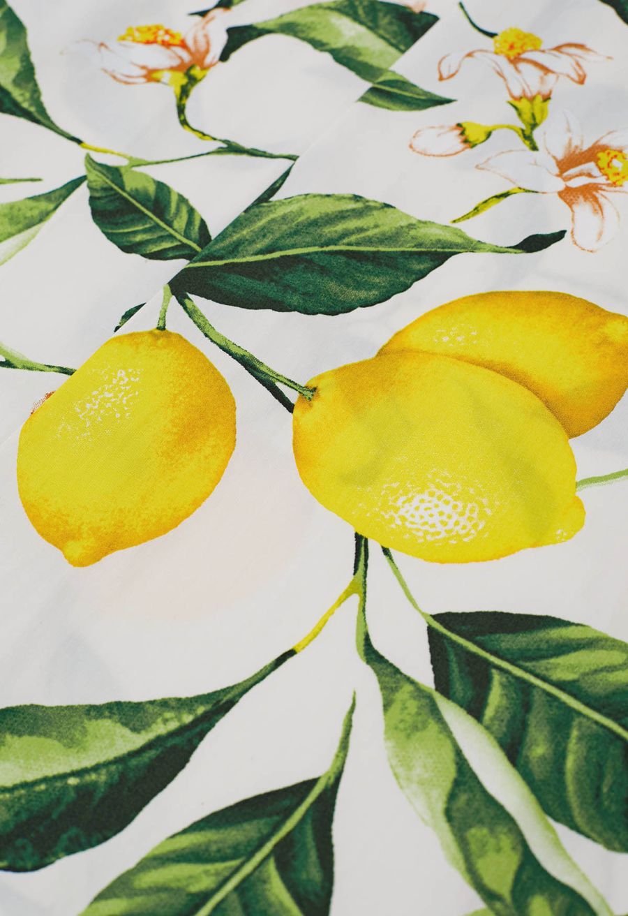 Lemon Floral V-Neck Cami Midi Dress