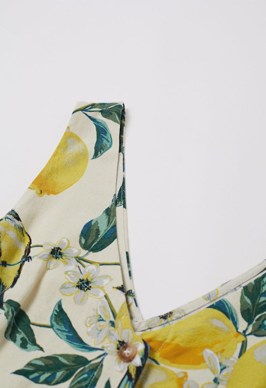 Bliss Lemon Branch Printed Tie-Waist Jumpsuit