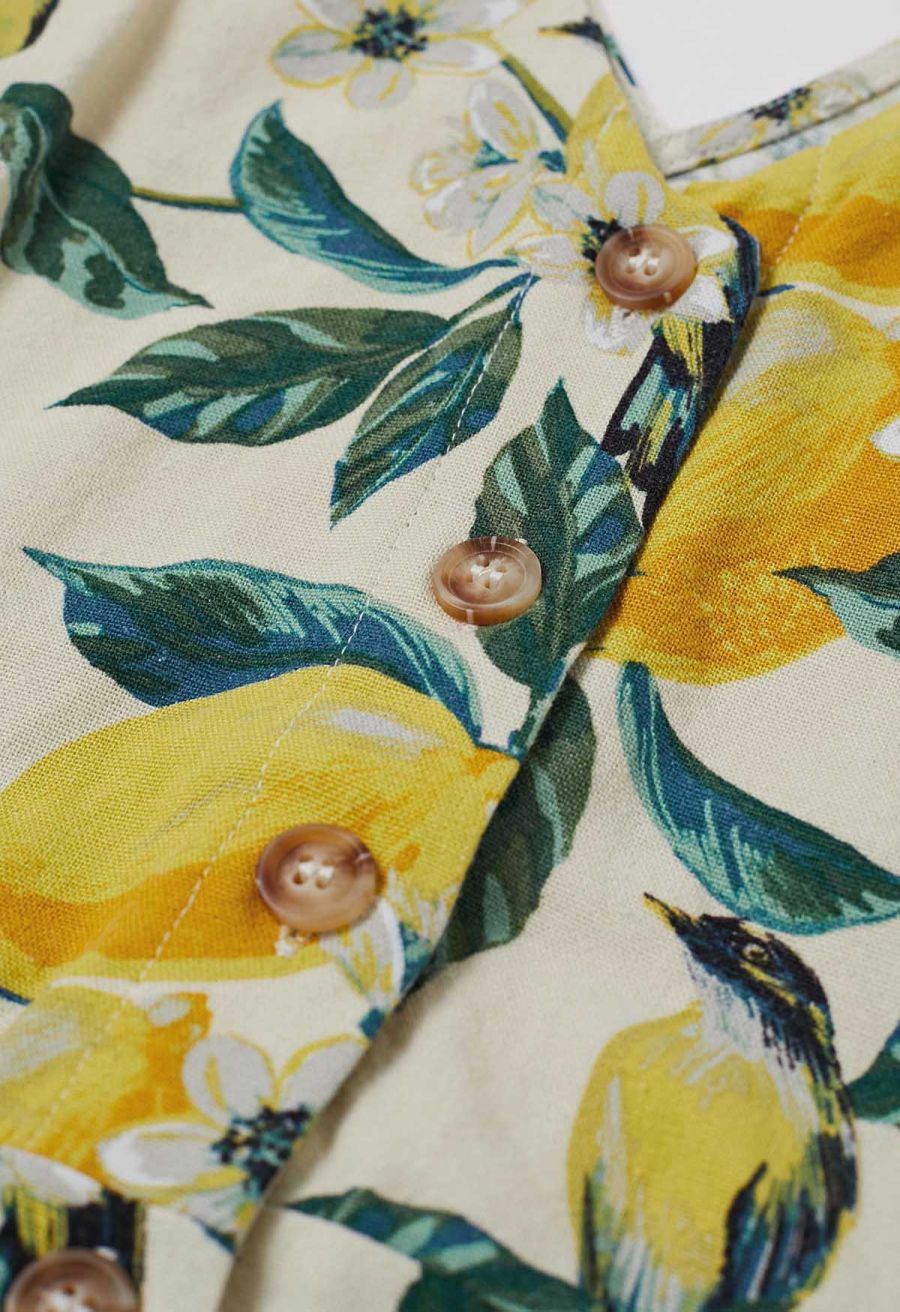 Bliss Lemon Branch Printed Tie-Waist Jumpsuit