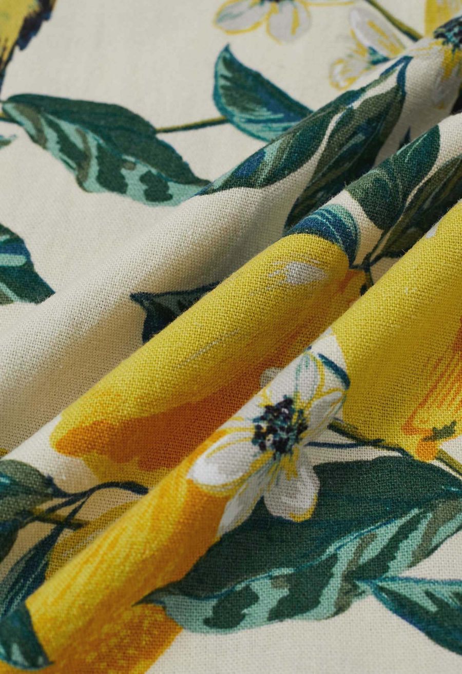 Bliss Lemon Branch Printed Tie-Waist Jumpsuit