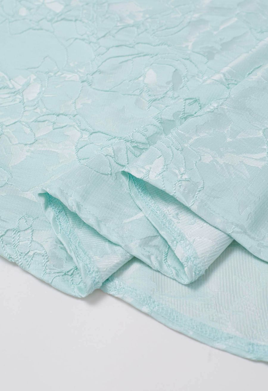 Floral Jacquard Lace-Up Back Corset Dress in Mint