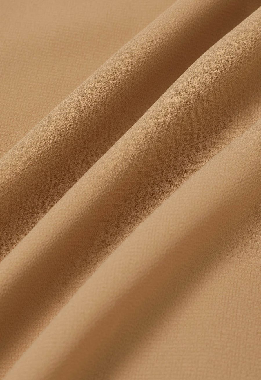 Whispering Cascade Ruffle Chiffon Maxi Dress in Tan