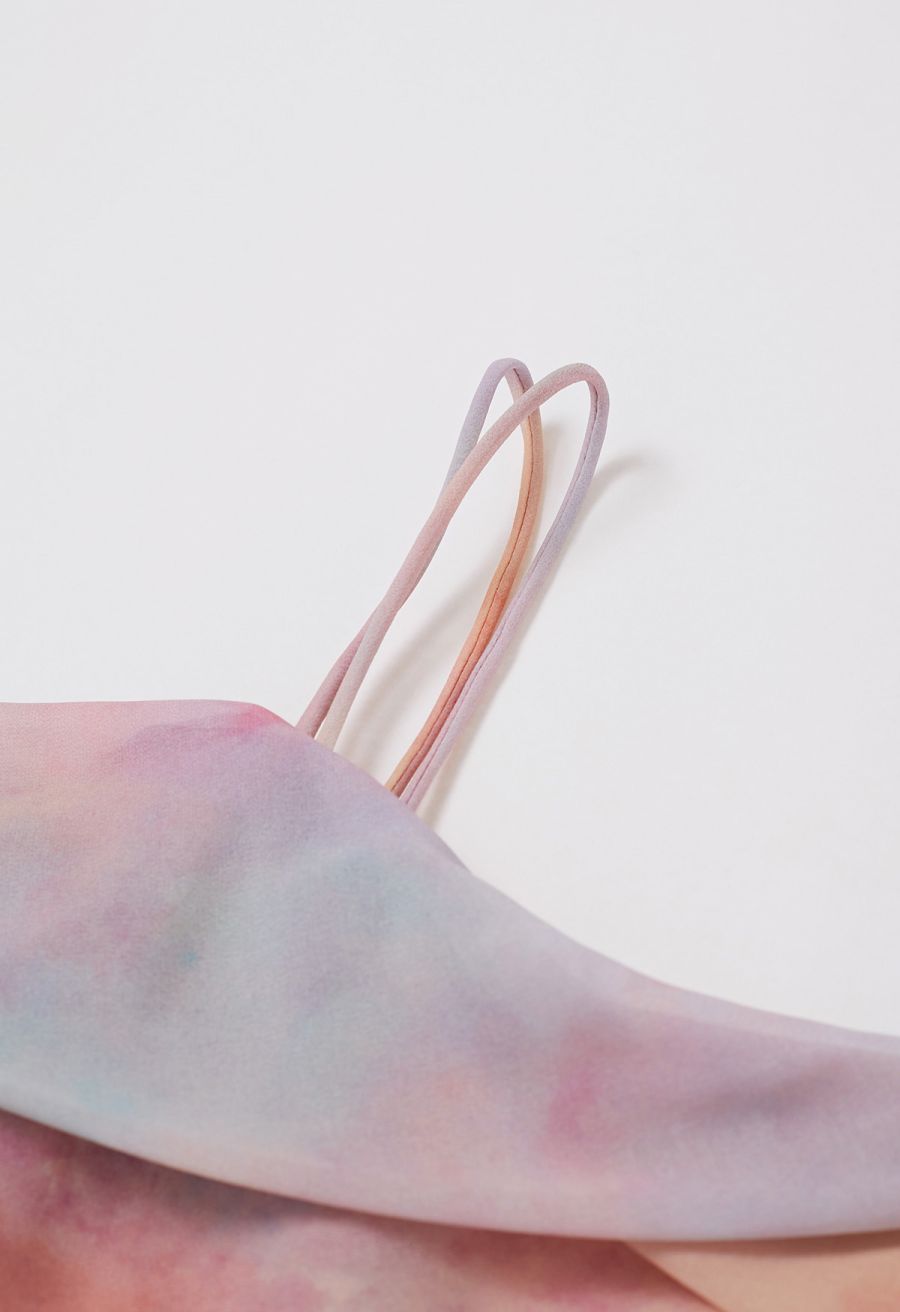 Ombre Double-Strap Cold-Shoulder Chiffon Dress