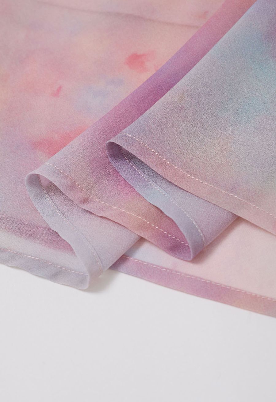 Ombre Double-Strap Cold-Shoulder Chiffon Dress