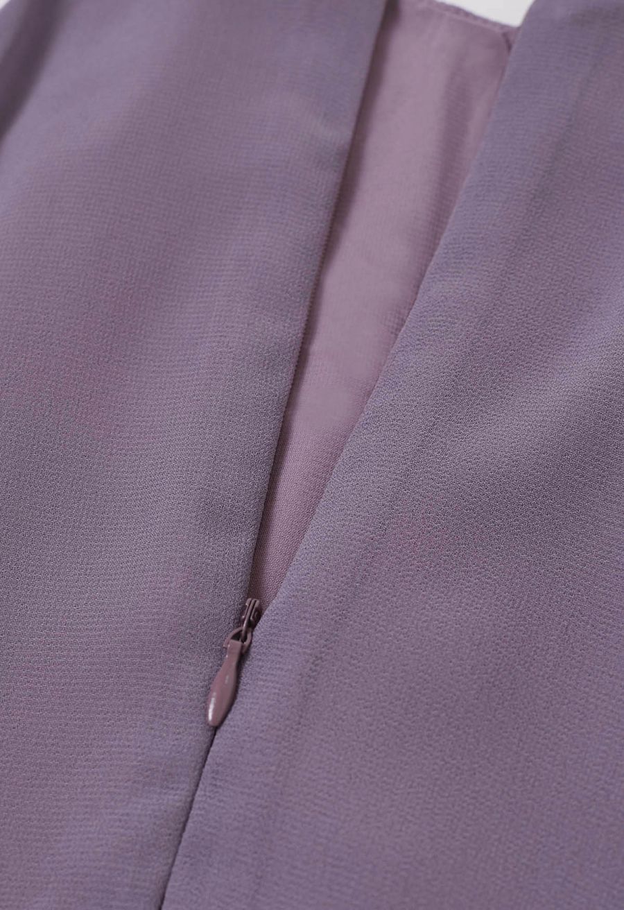Whispering Cascade Ruffle Chiffon Maxi Dress in Purple