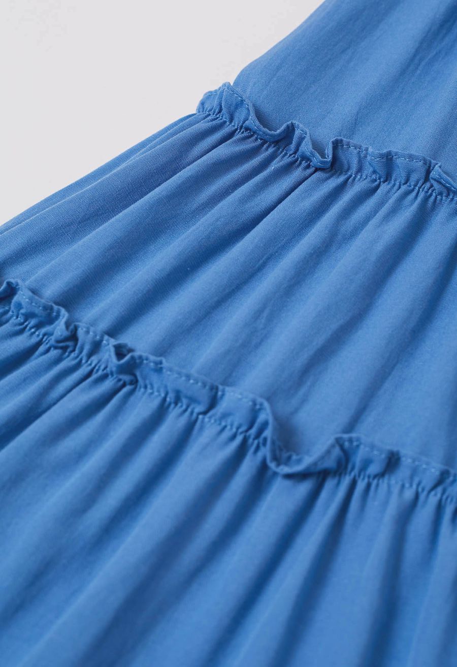 Shell Accent Ruffle Detail Cami Dress in Blue