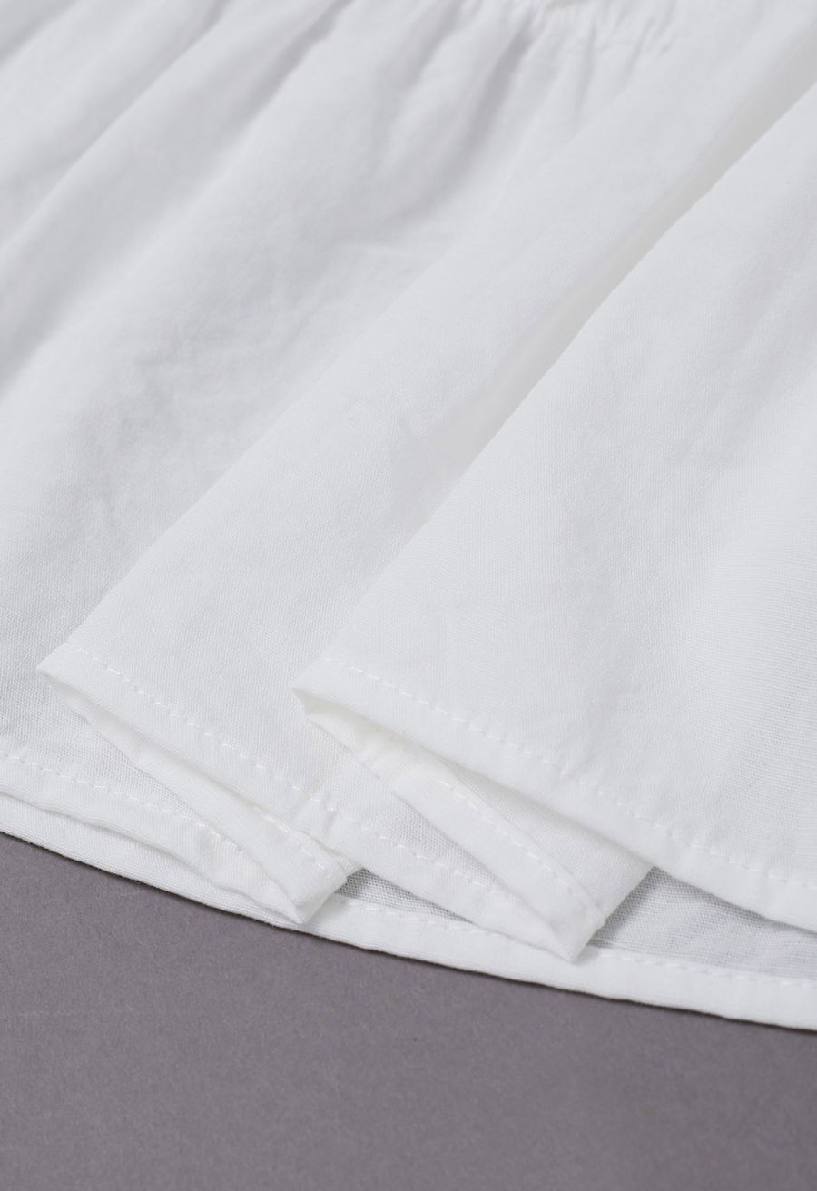 Shell Accent Ruffle Detail Cami Dress in White