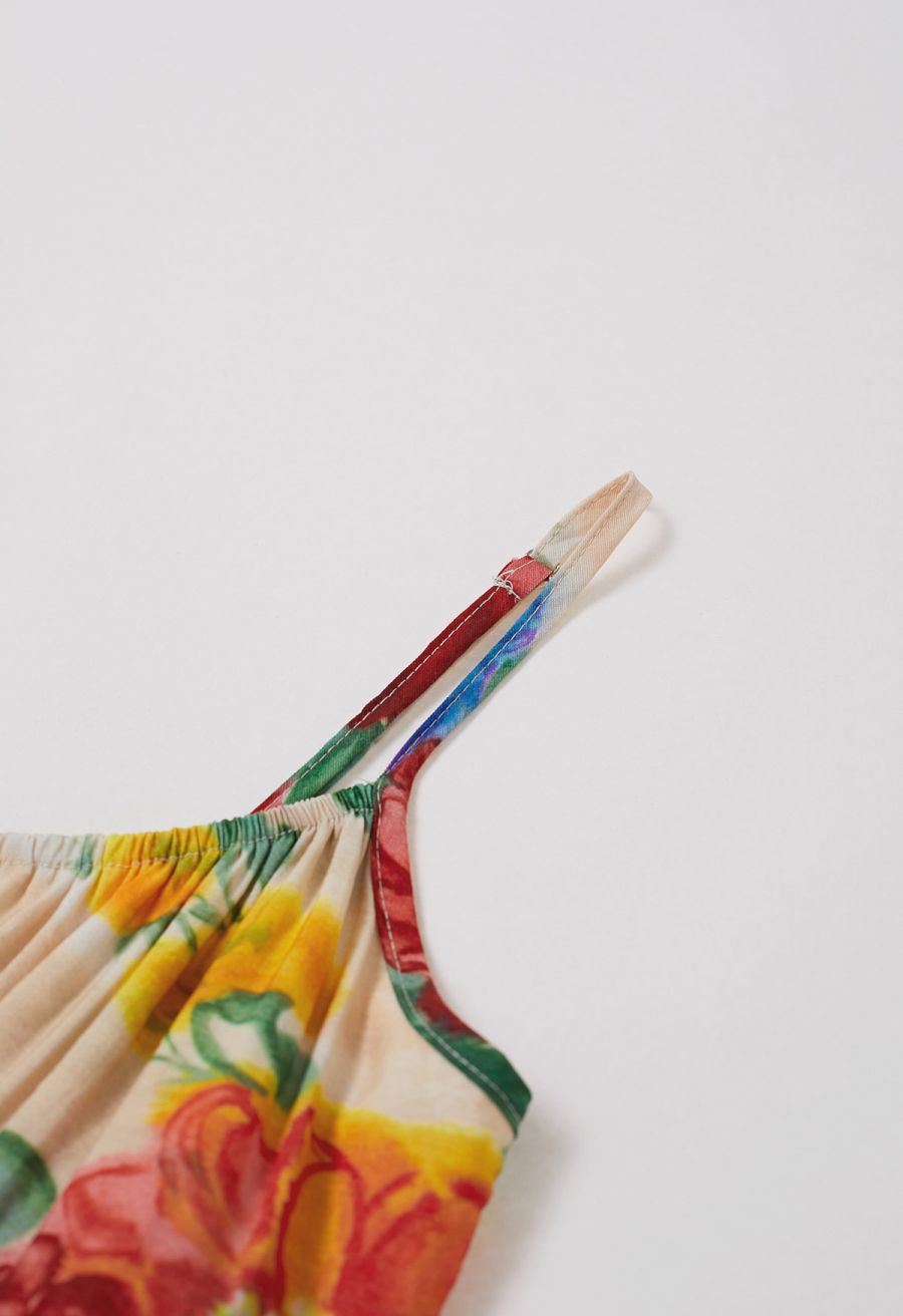 Stunning Watercolor Floral Tie-Back Cami Dress