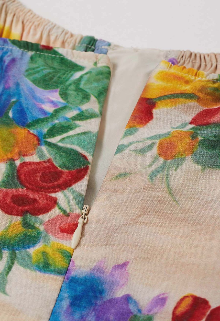 Stunning Watercolor Floral Tie-Back Cami Dress