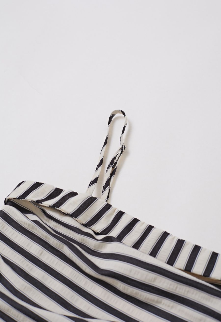Modern Classic Stripe Textured Shirred Cami Dress