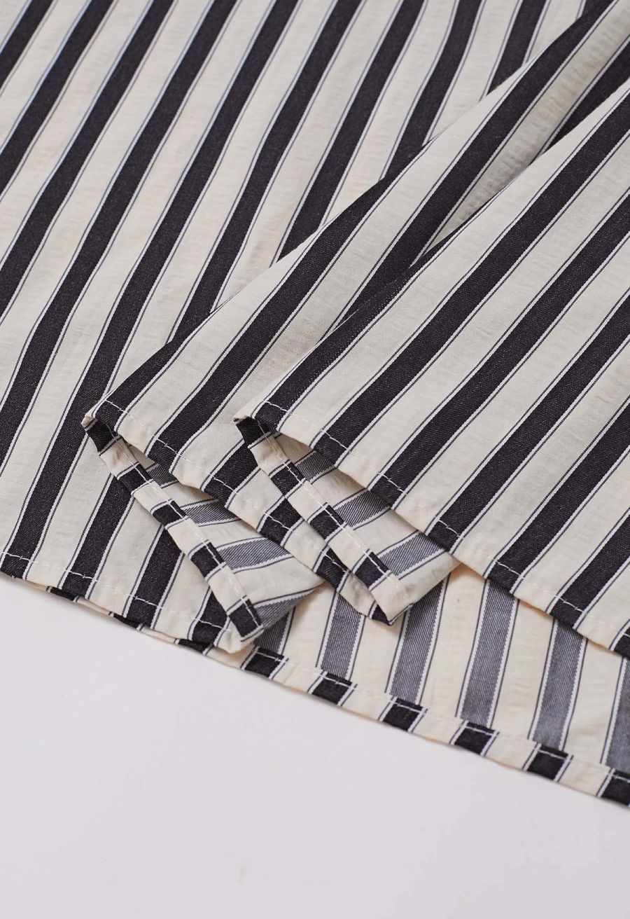 Modern Classic Stripe Textured Shirred Cami Dress