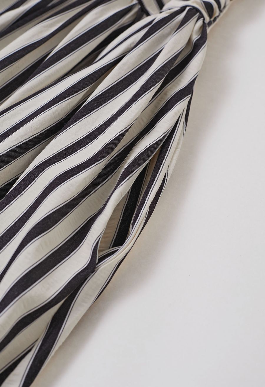Modern Classic Stripe Textured Shirred Cami Dress