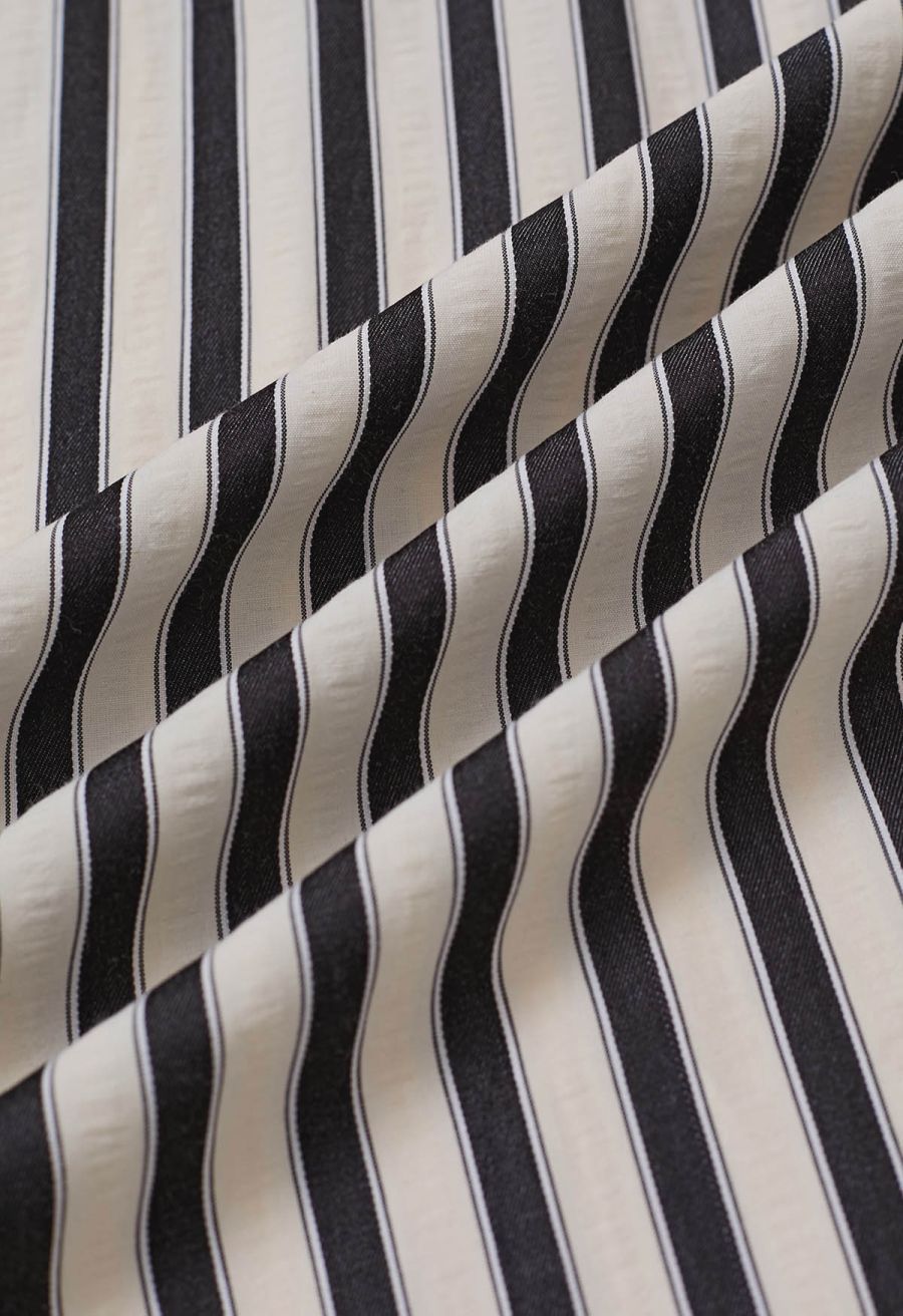 Modern Classic Stripe Textured Shirred Cami Dress