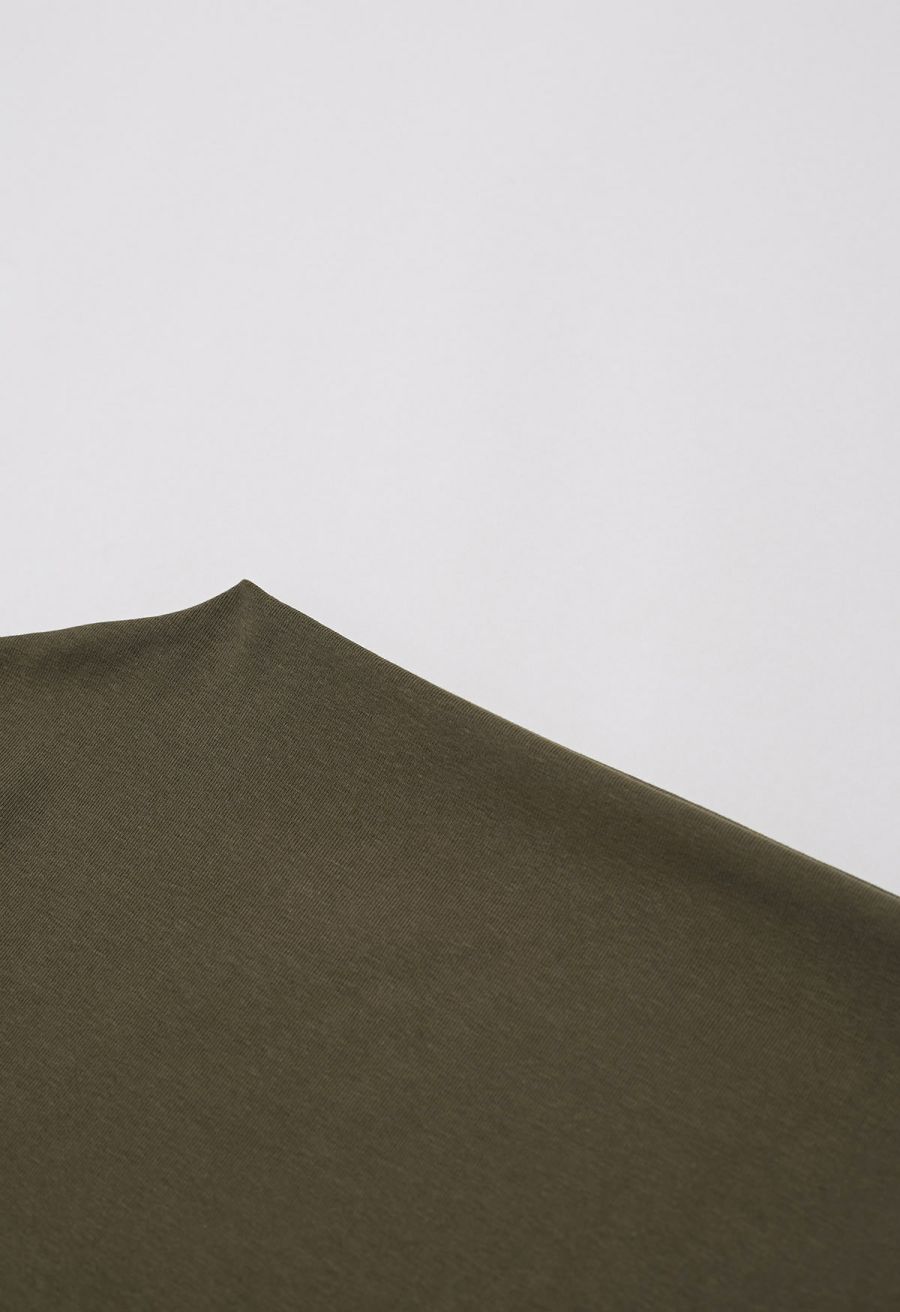 Off-Shoulder Batwing Sleeve Pleated Top in Olive