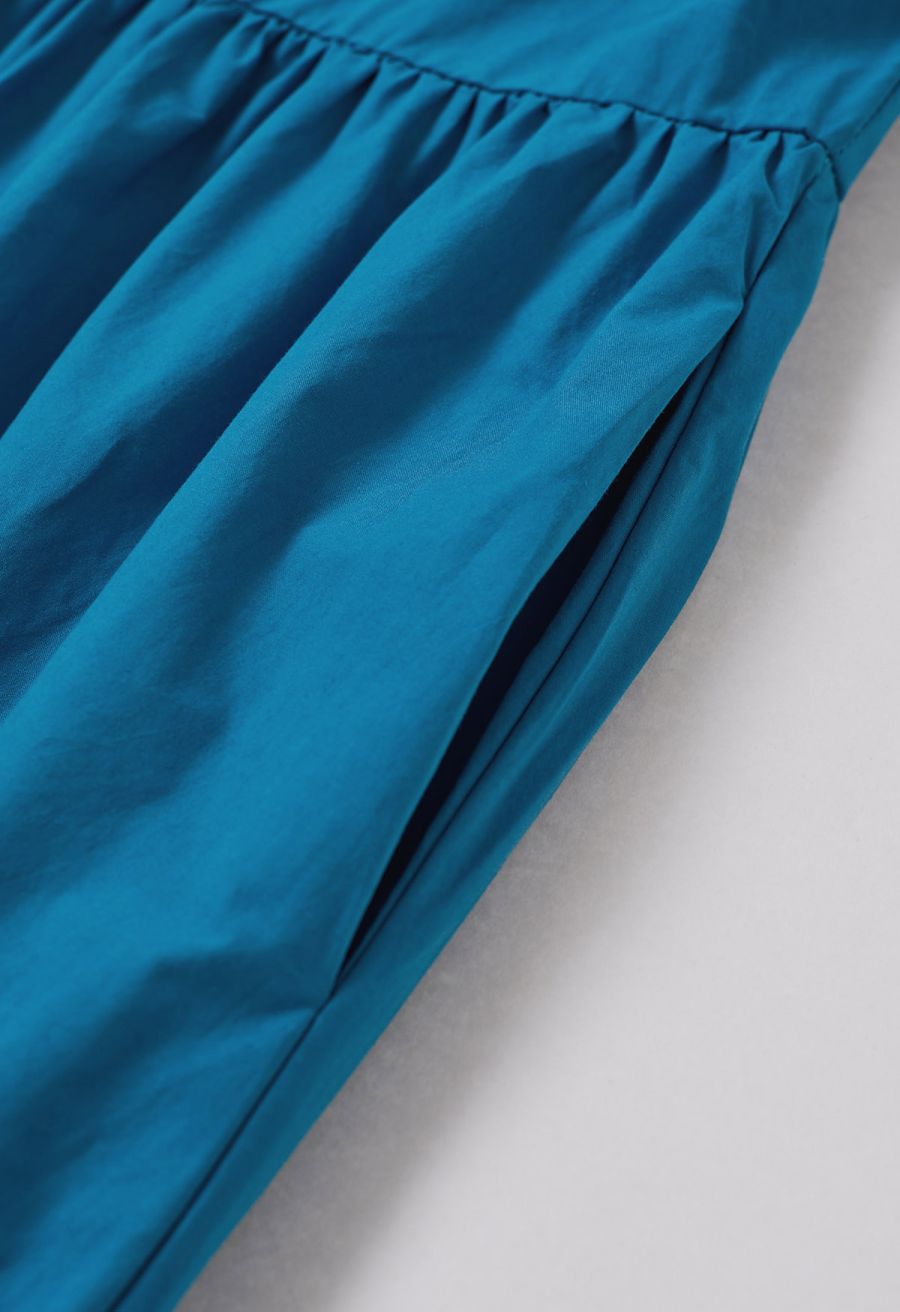 Bowknot Halter Neck Side Pocket Dress in Peacock