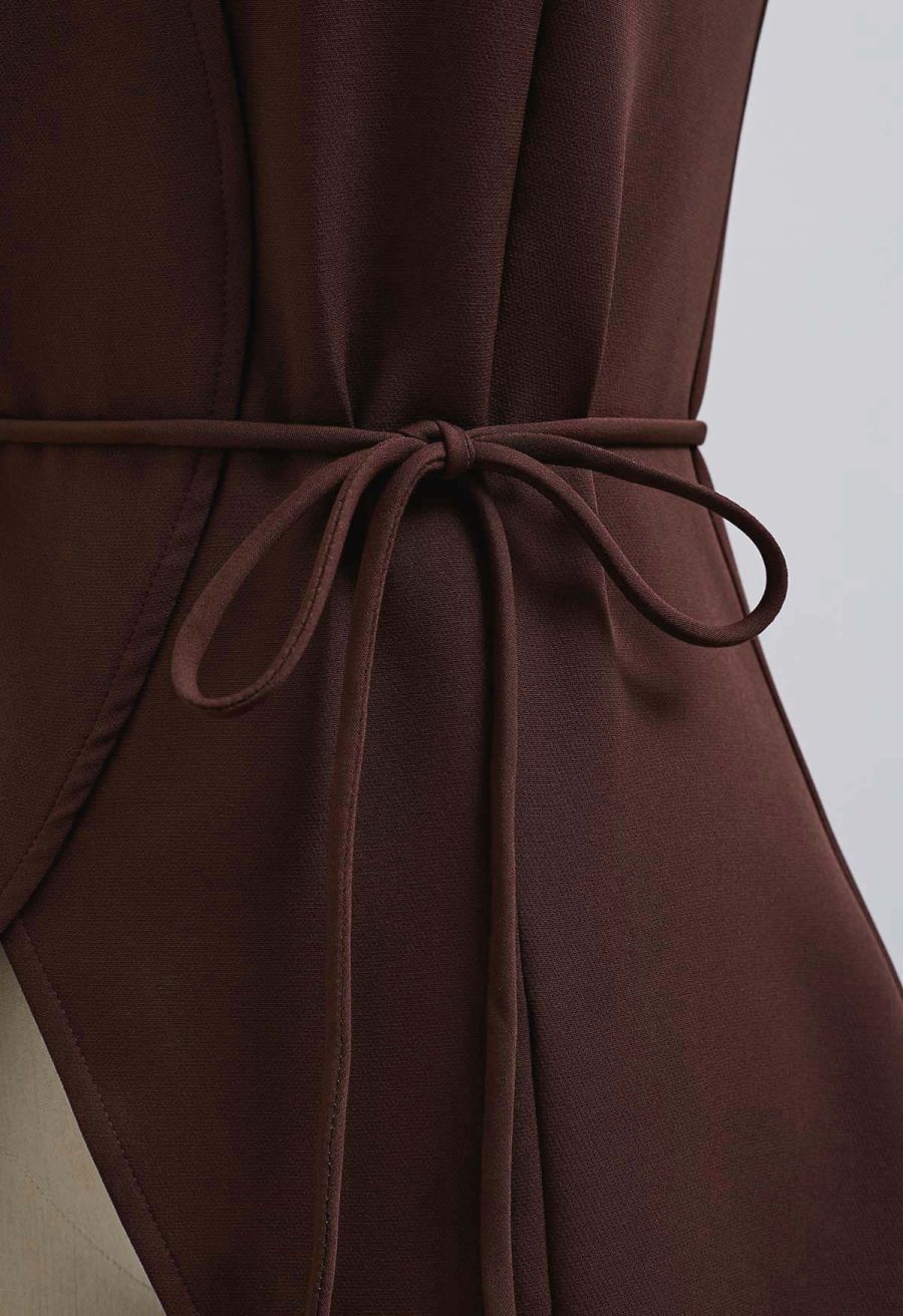 Strapless Seamed Front Asymmetric Top and Pants Set