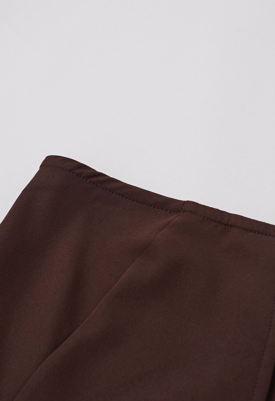 Strapless Seamed Front Asymmetric Top and Pants Set