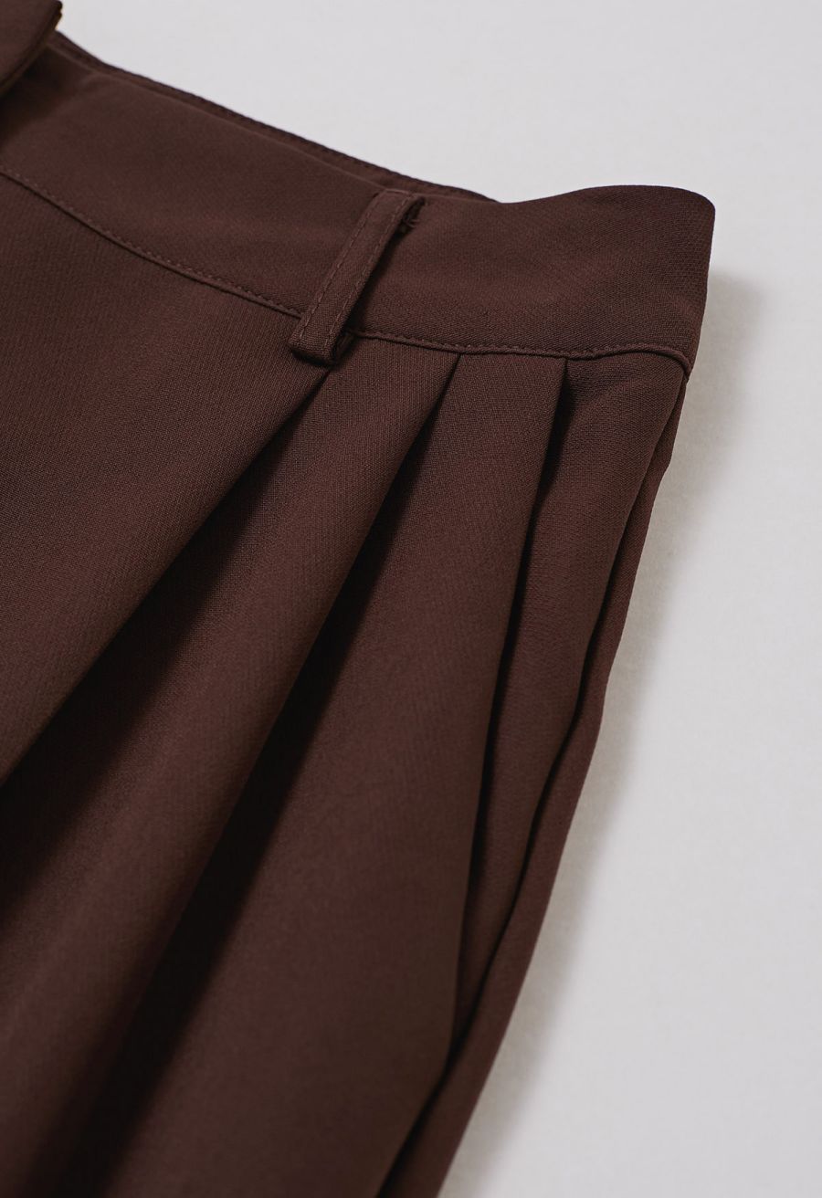 Strapless Seamed Front Asymmetric Top and Pants Set