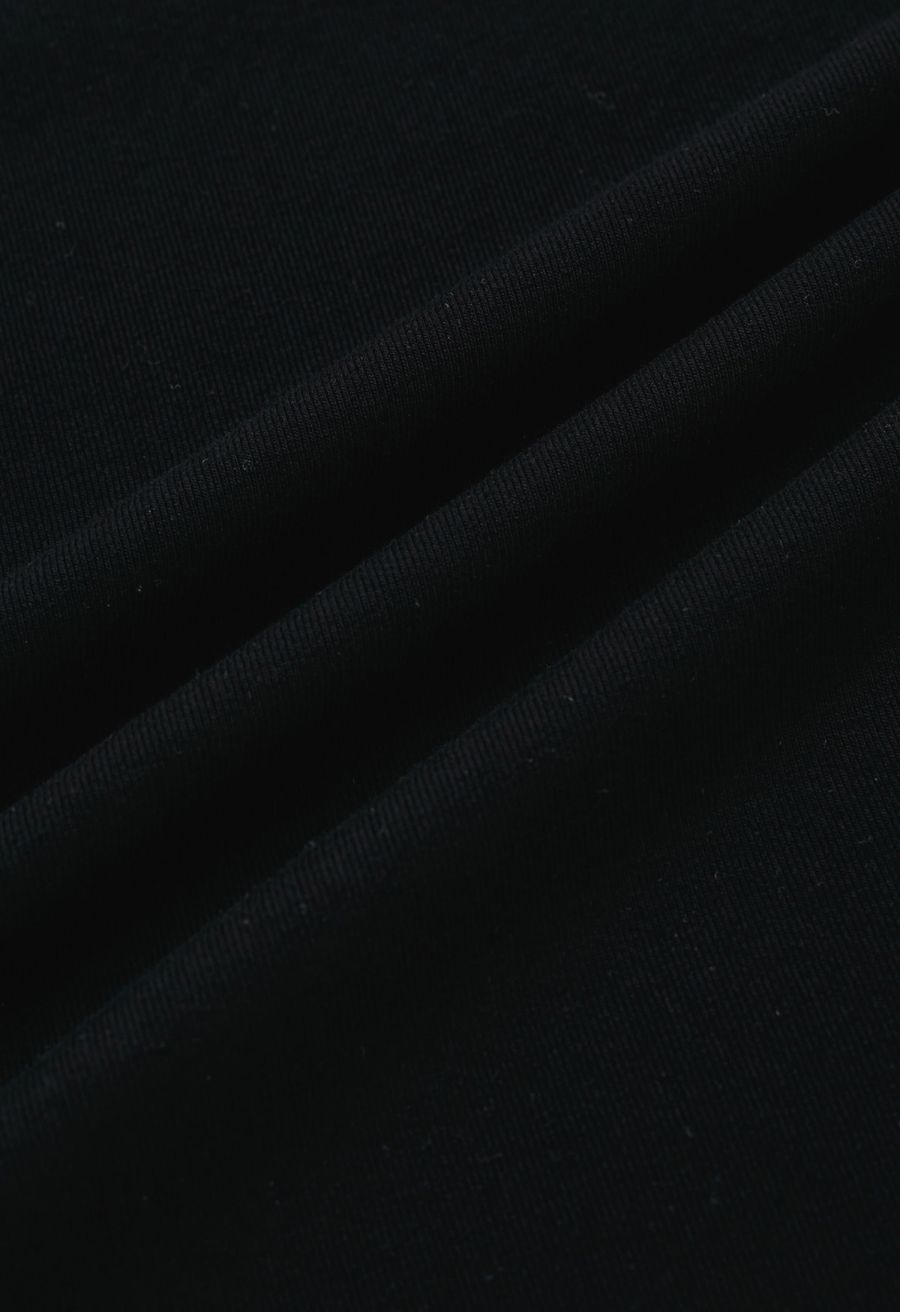 Off-Shoulder Batwing Sleeve Pleated Top in Black