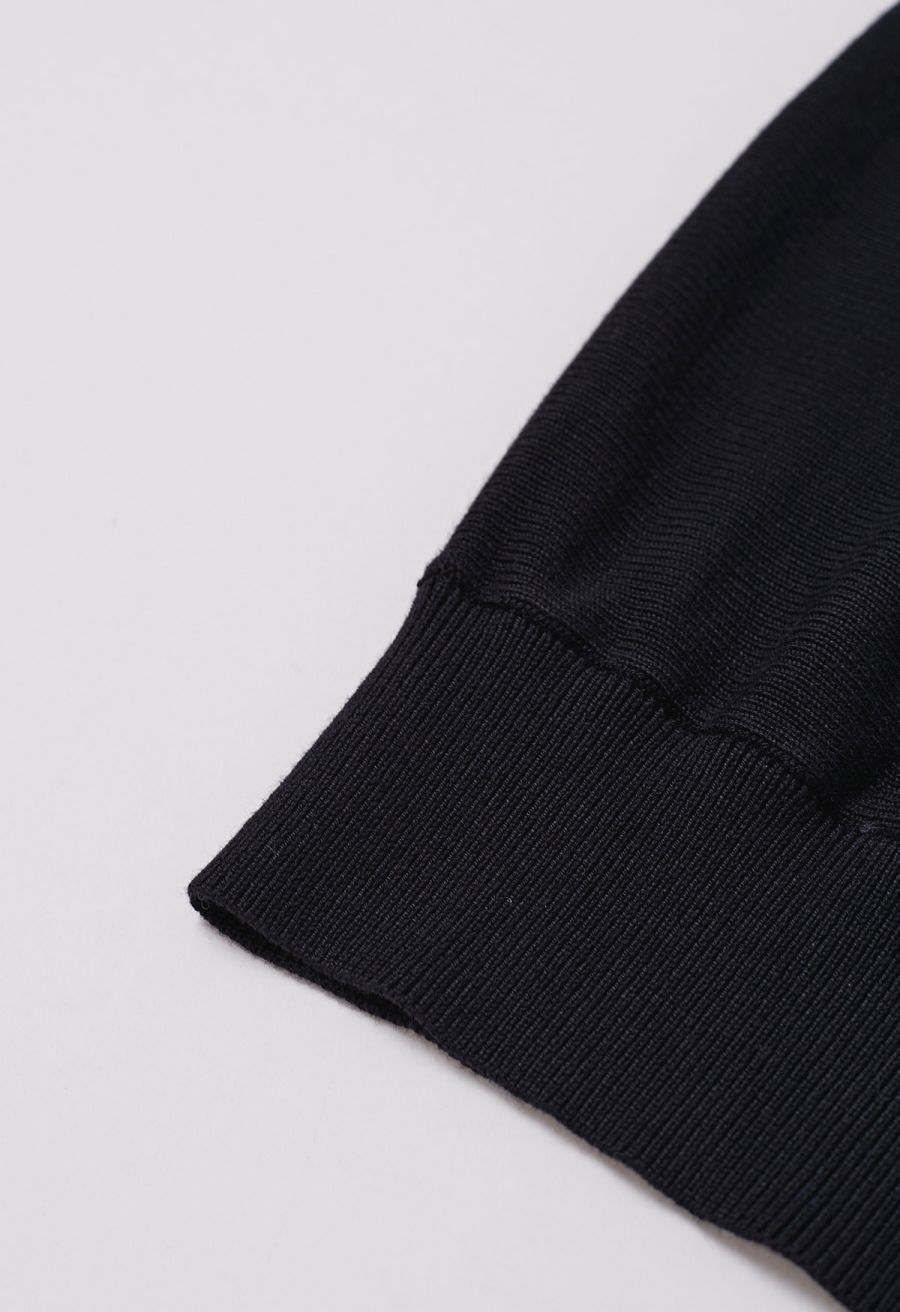 Knitted Cowl Neck Braided Open Back Sleeveless Top in Black
