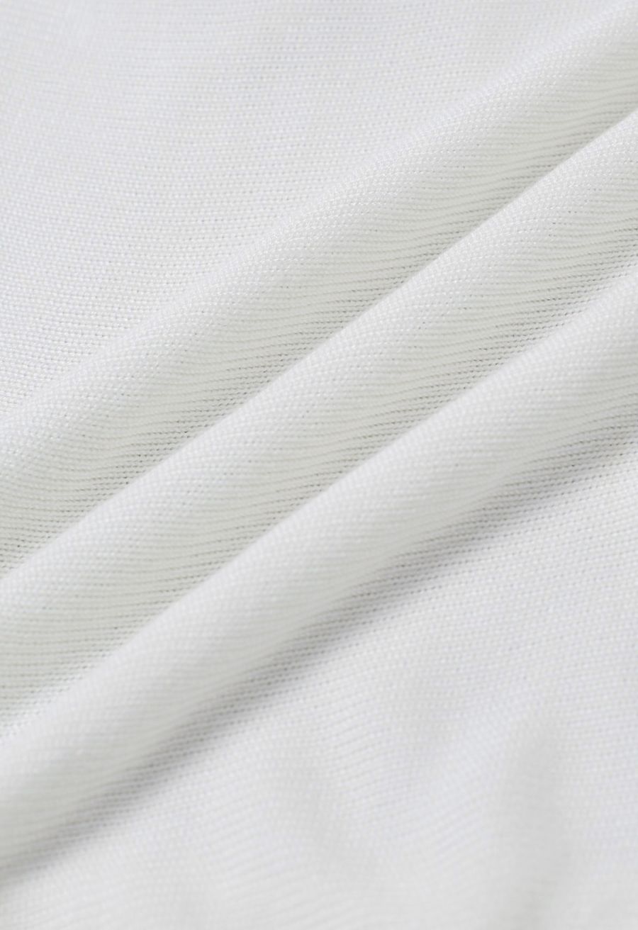 Knitted Cowl Neck Braided Open Back Sleeveless Top in White