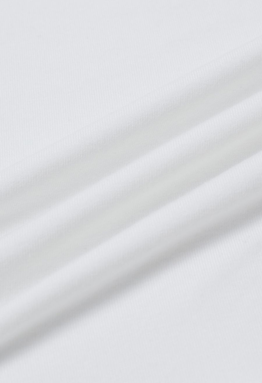 Cowl Neck Buttoned Asymmetric Hem Top in White