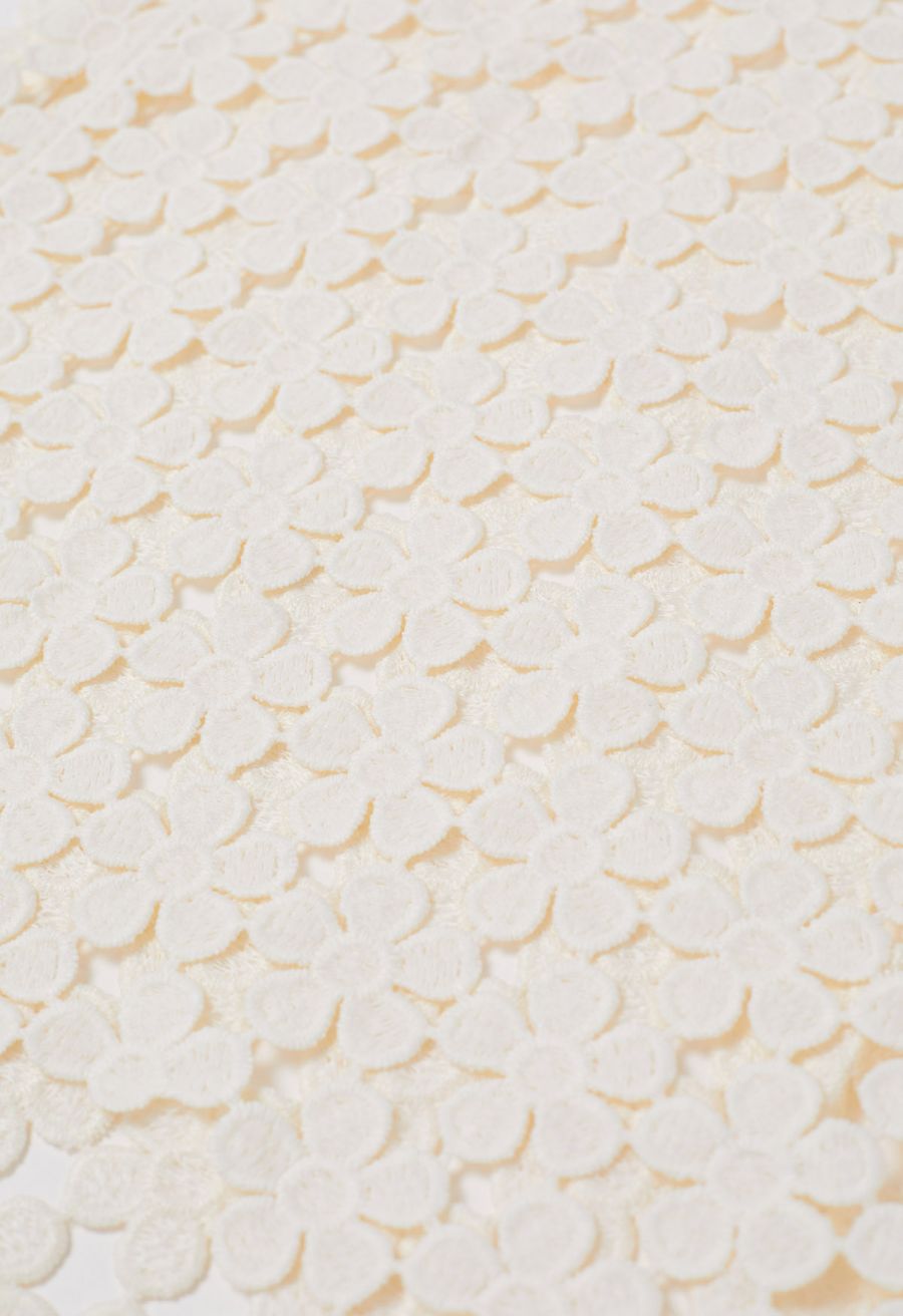 Floret Open-Knit Crochet Cover-Up Top in Cream