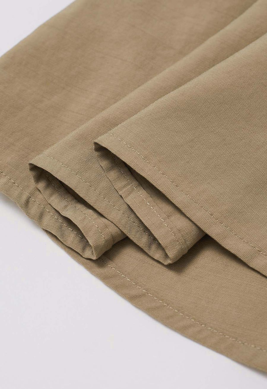 Cowl Neck Braided Open Back Sleeveless Top in Khaki