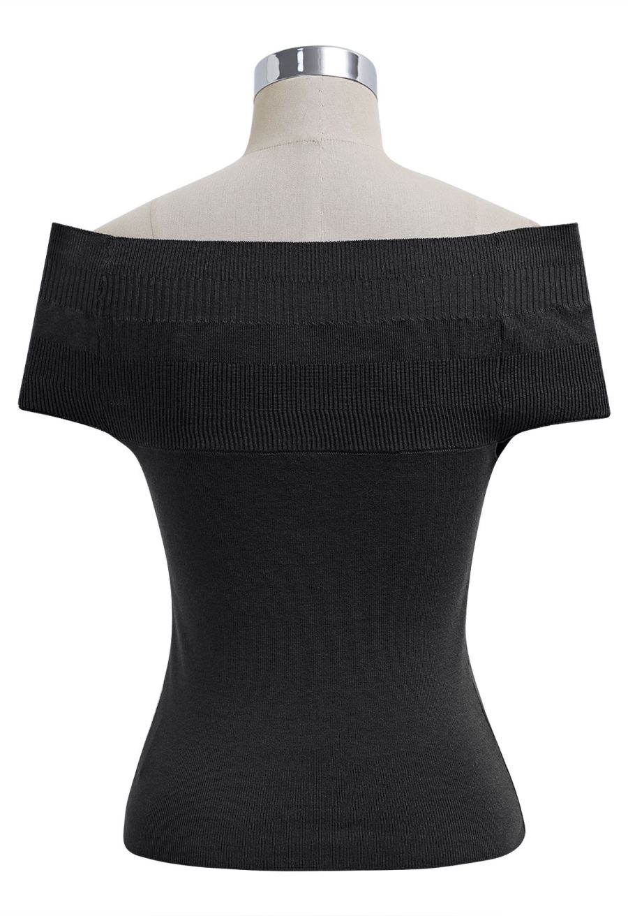 Simplicity Off-Shoulder Knit Top in Black
