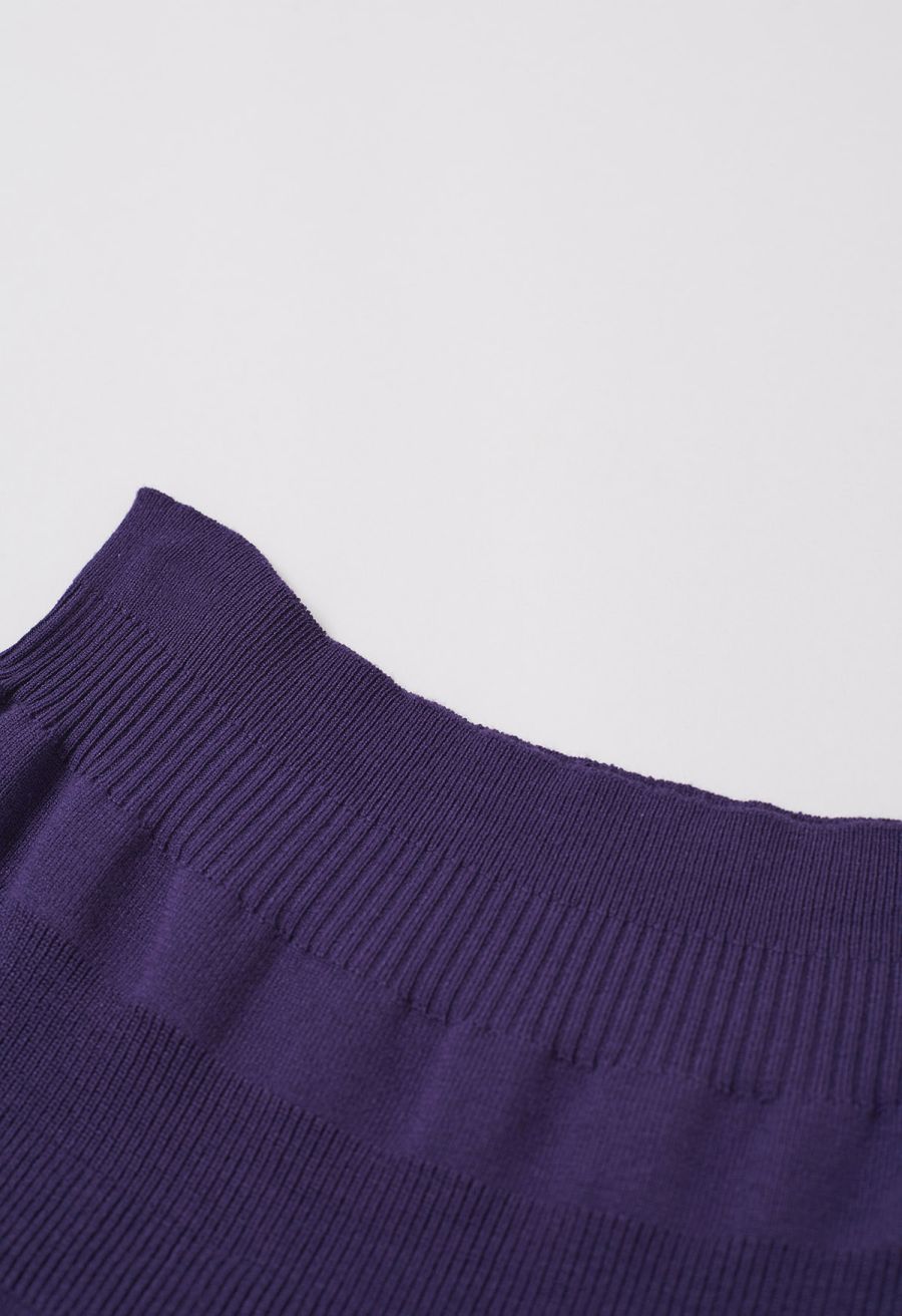 Simplicity Off-Shoulder Knit Top in Purple