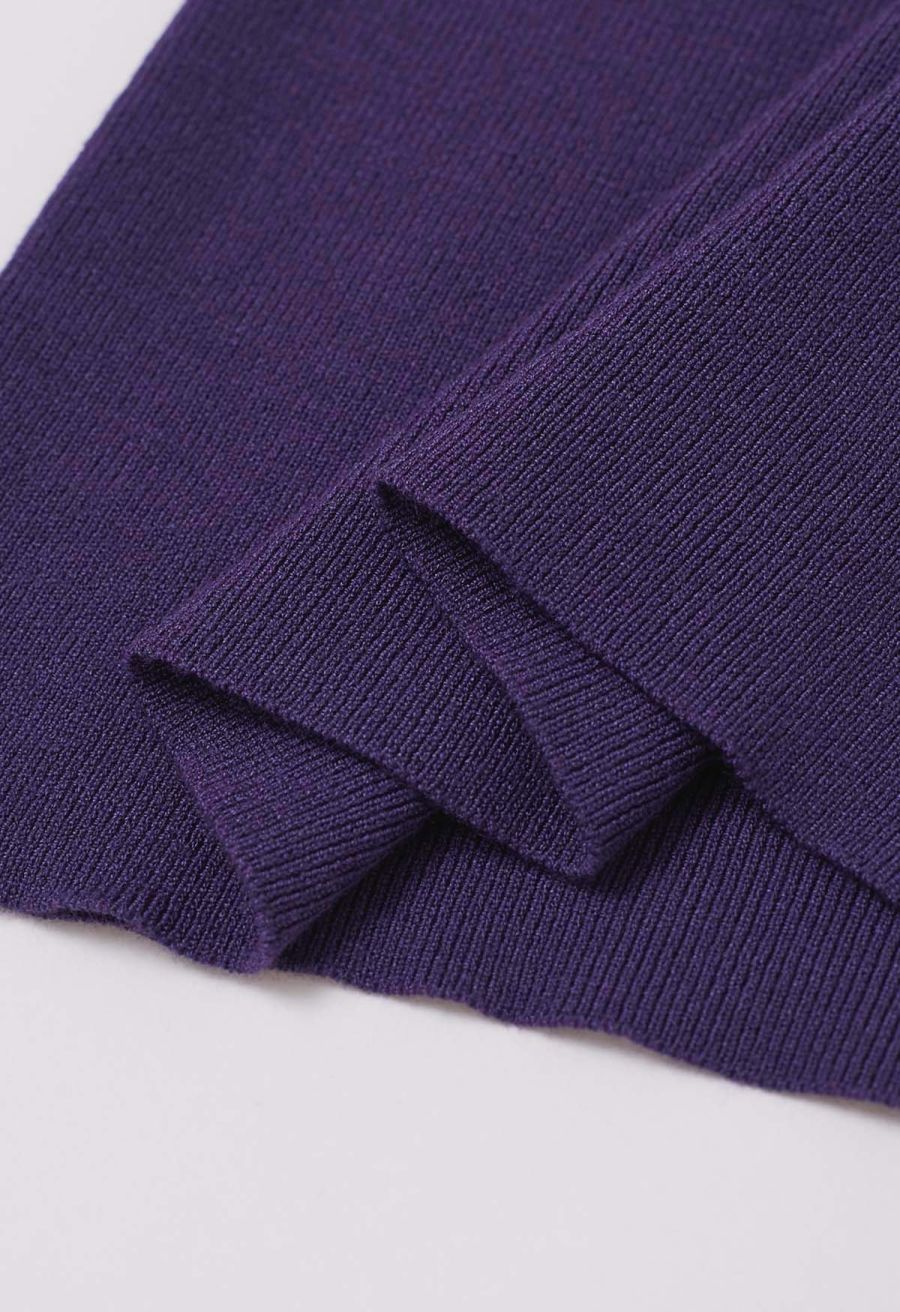 Simplicity Off-Shoulder Knit Top in Purple