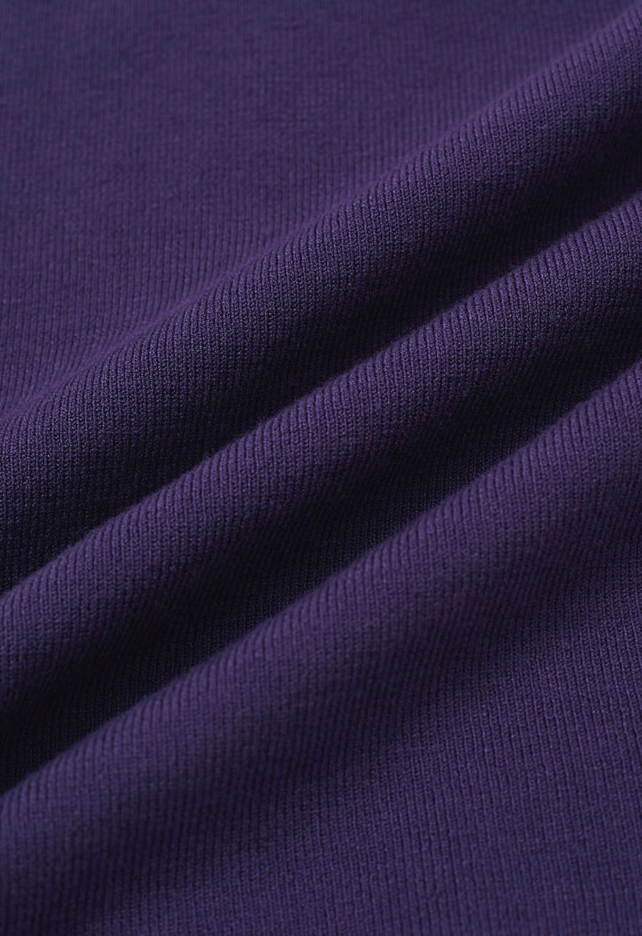 Simplicity Off-Shoulder Knit Top in Purple