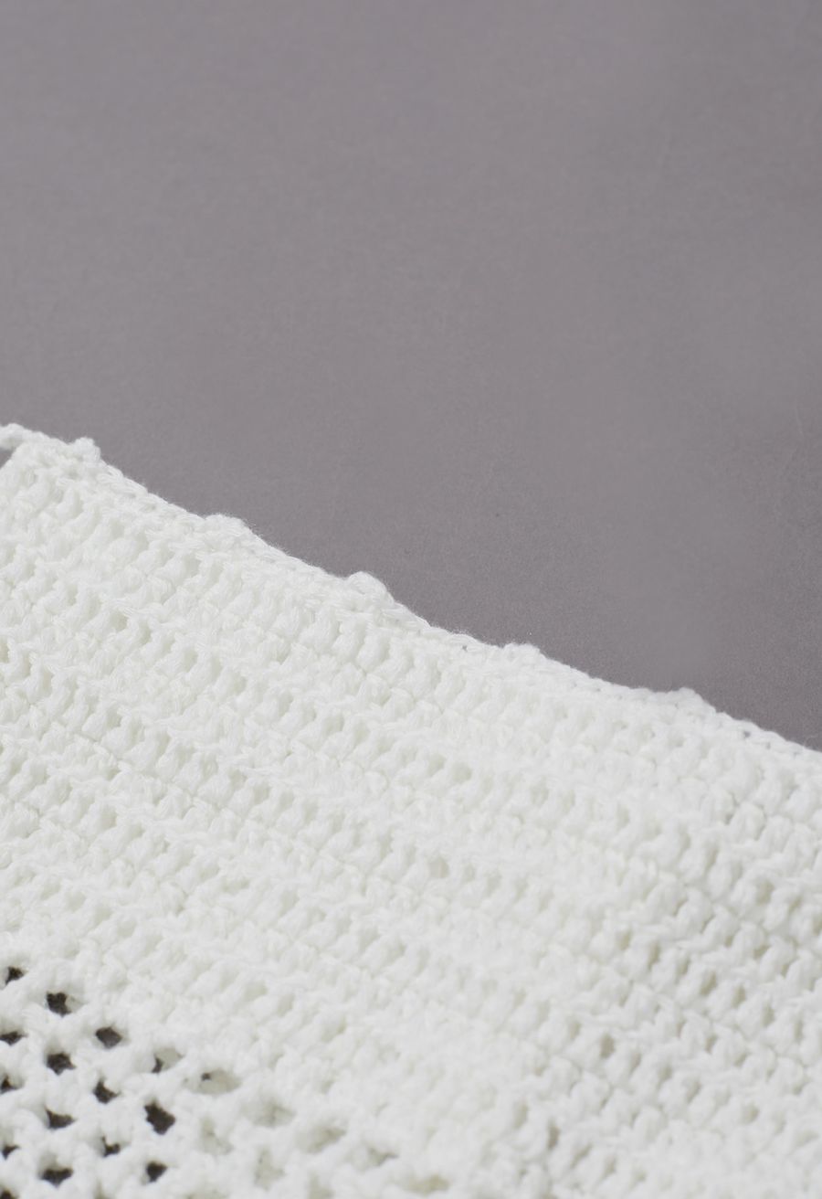 Off-Shoulder Crochet Lace-Up Crop Top