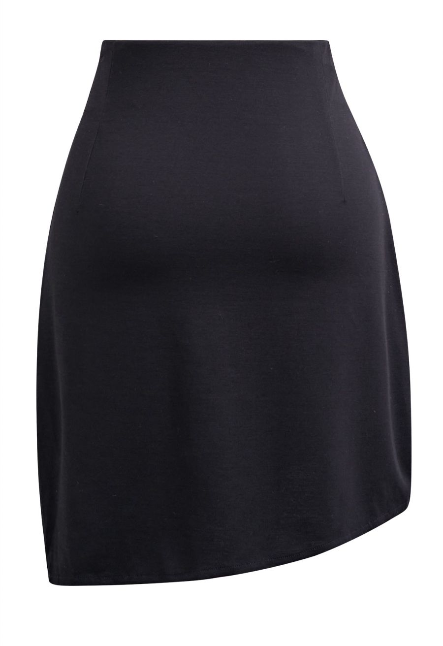 Draped Front Cross Wrap Mini Skirt