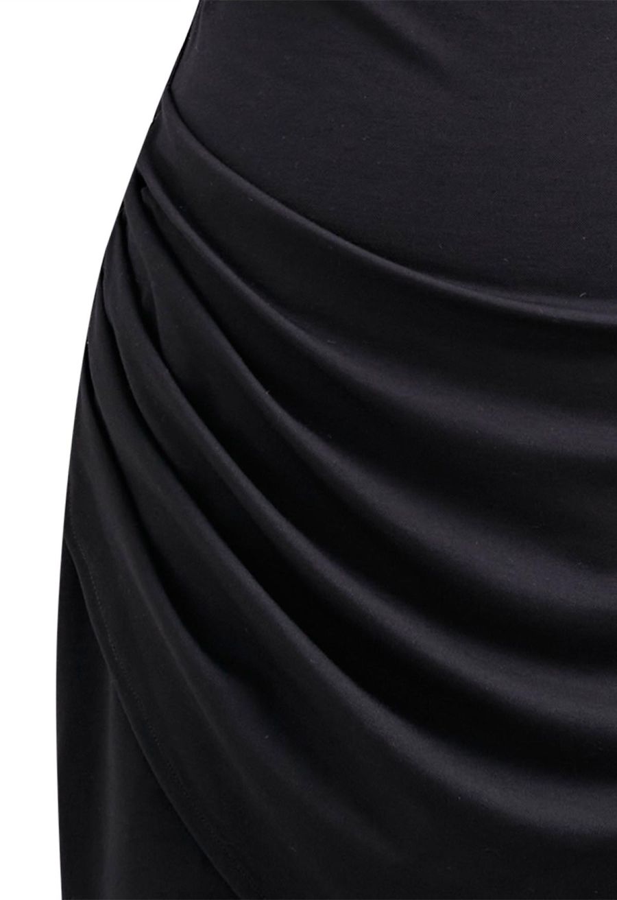 Draped Front Cross Wrap Mini Skirt