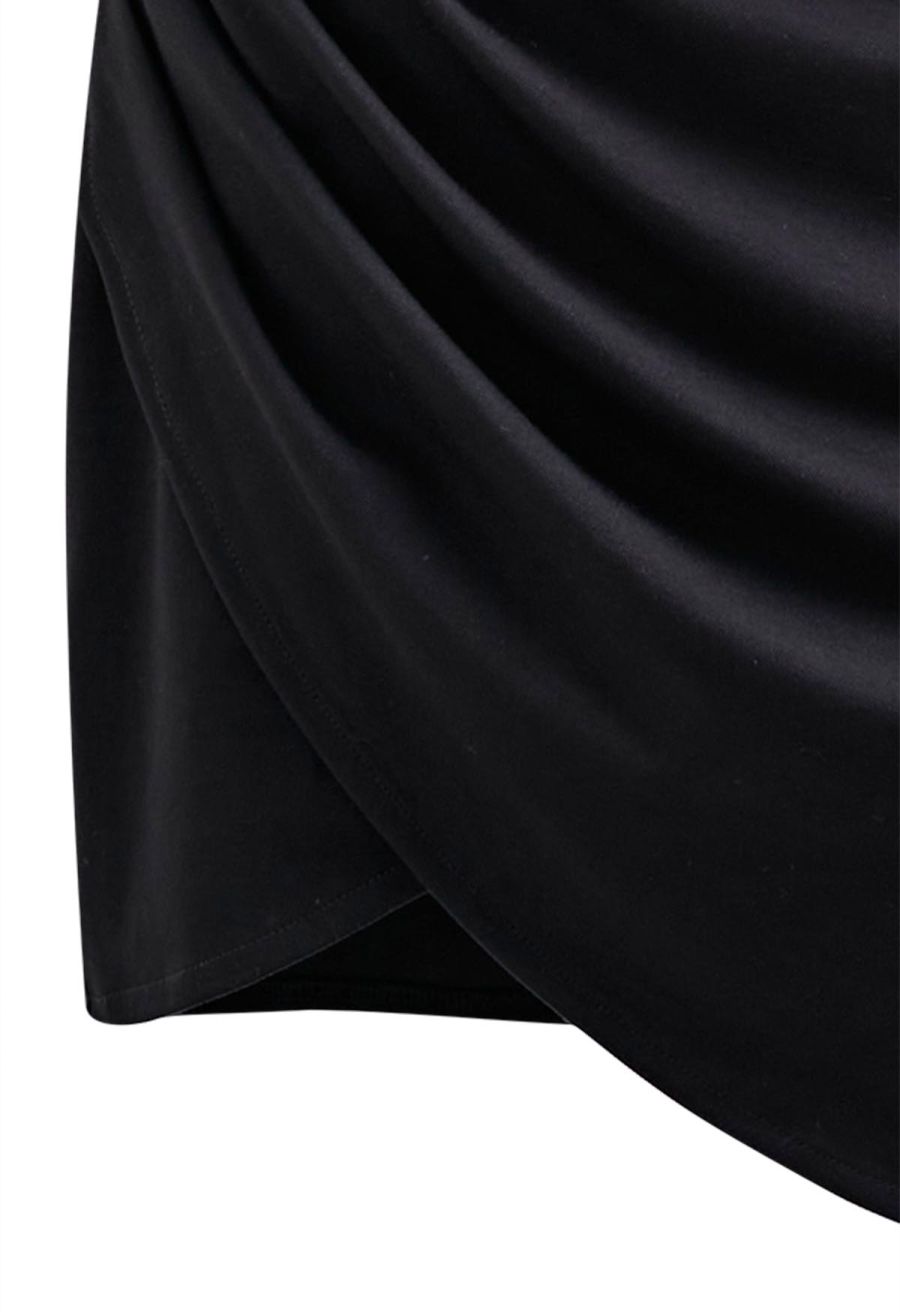 Draped Front Cross Wrap Mini Skirt