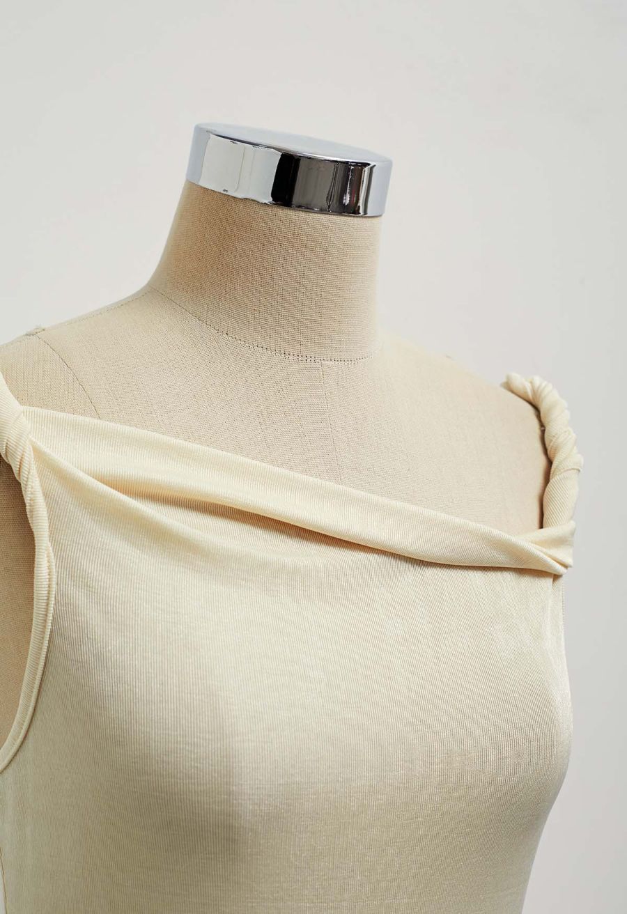 Twisted Strap Cami Top in Light Yellow