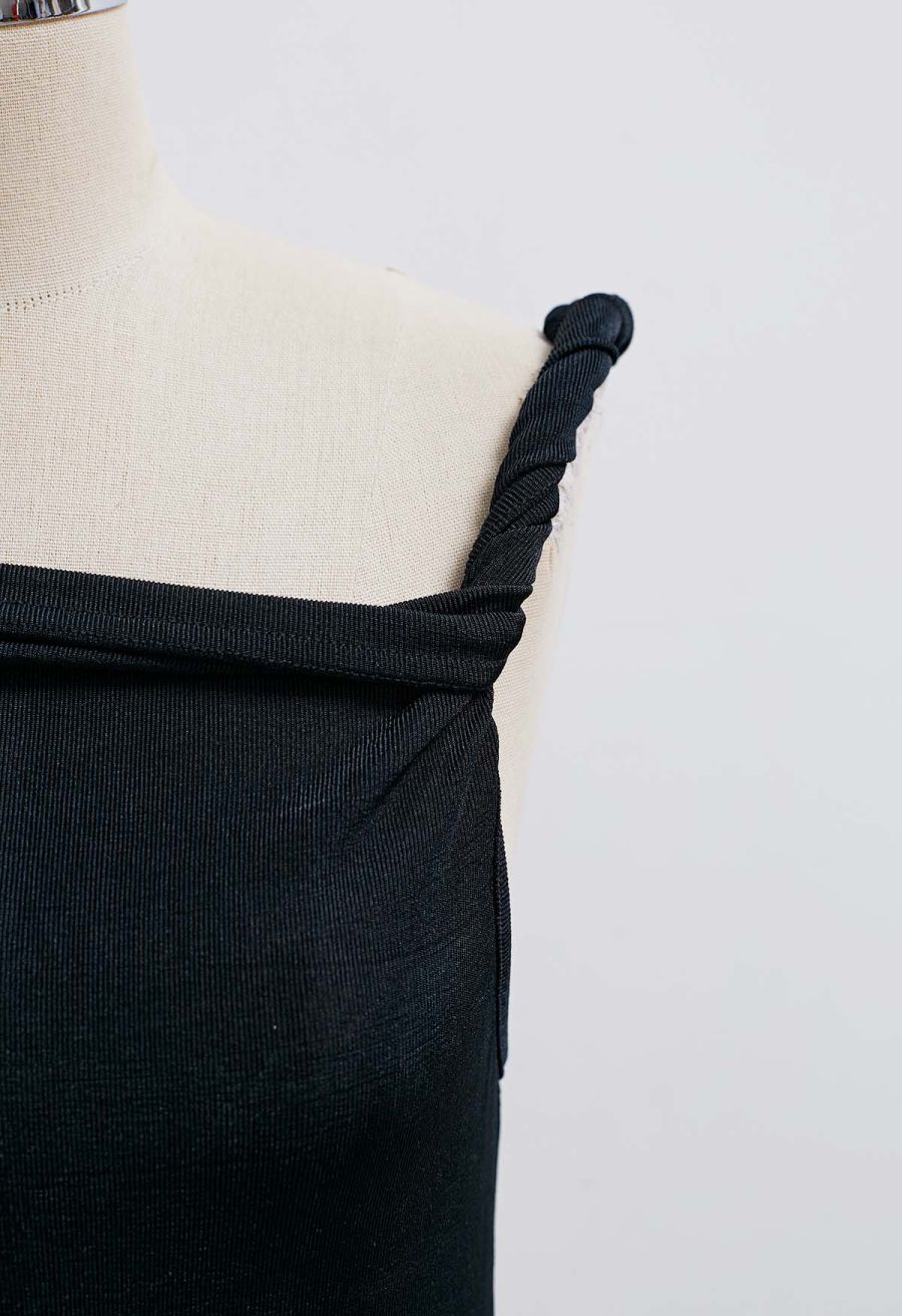 Twisted Strap Cami Top in Black