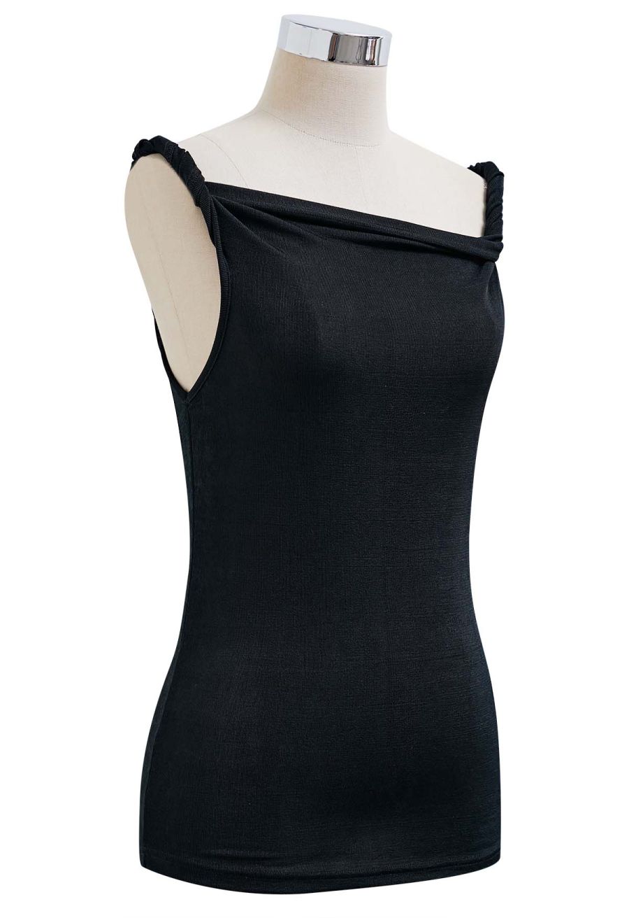 Twisted Strap Cami Top in Black