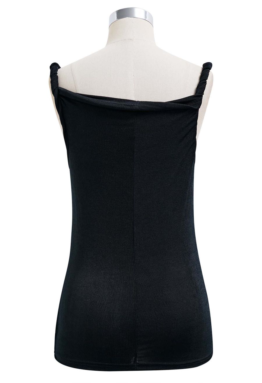 Twisted Strap Cami Top in Black