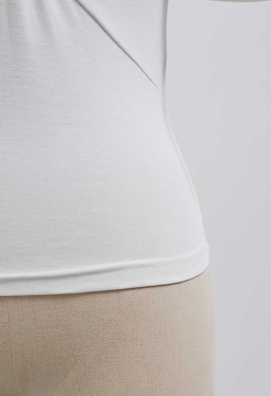 Twist V-Neck Cutout Tie-Back Top in White