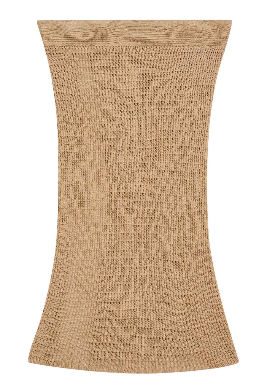 Self-Tie Waist Open-Knit Midi Sarong