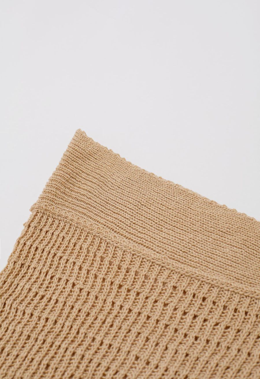 Self-Tie Waist Open-Knit Midi Sarong