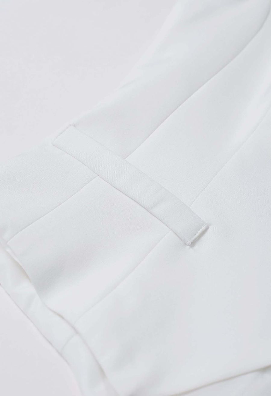 Button Down Vest and Pleated Mini Skirt Set in White