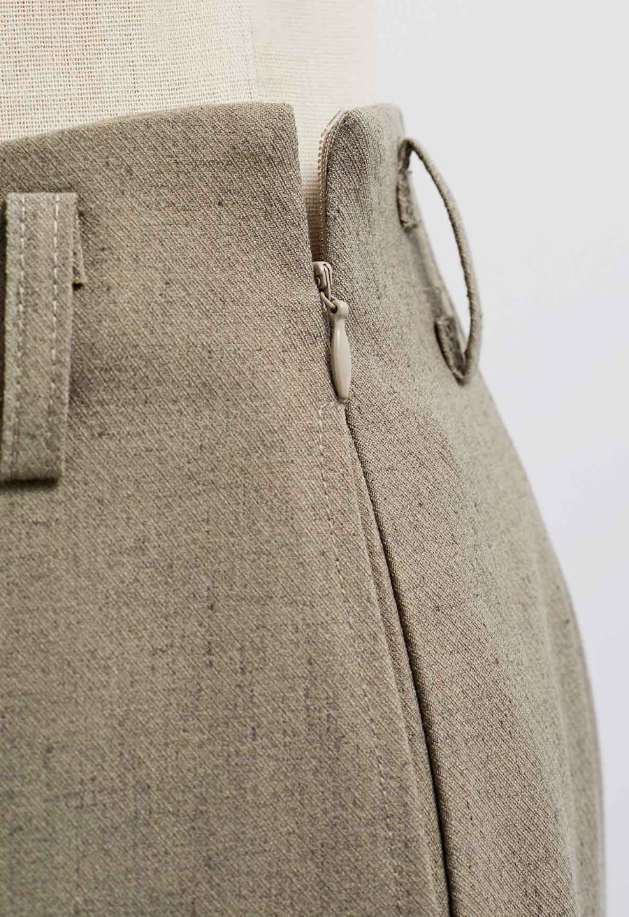 High Waist Side Pocket Wide-Leg Pants in Khaki