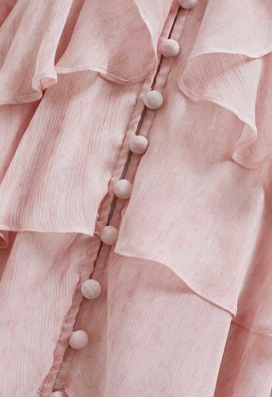 Semi-Sheer Tiered Ruffle Chiffon Mini Dress