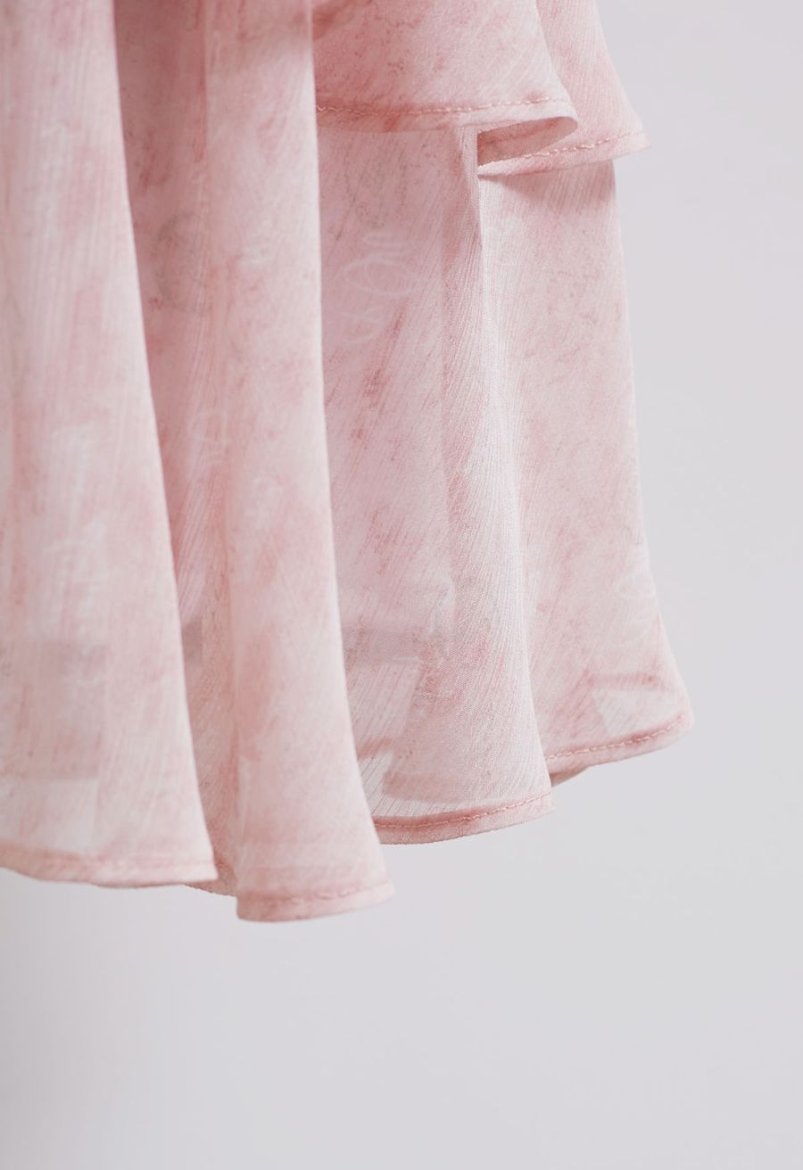 Semi-Sheer Tiered Ruffle Chiffon Mini Dress