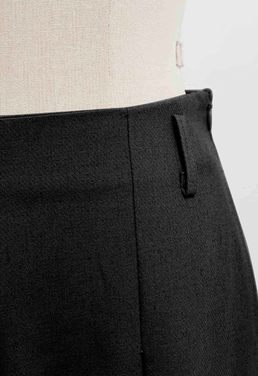High Waist Side Pocket Wide-Leg Pants in Black